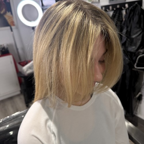 Blonde bob cut